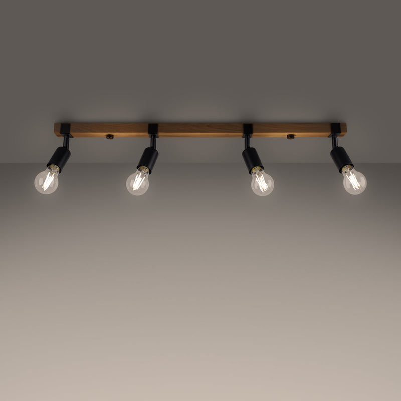 Plafonnier Élégance Bois 4 noir