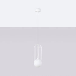 Lampe suspendue Sphère en Cage 1 blanc