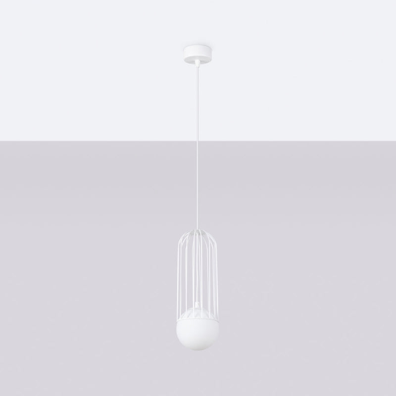 Lampe suspendue Sphère en Cage 1 blanc