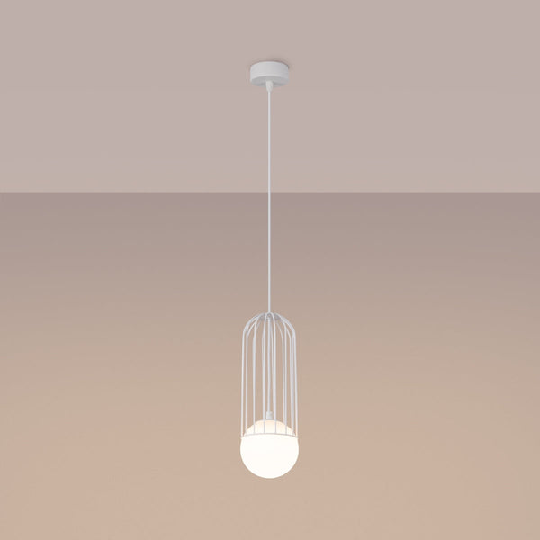 Lampe suspendue Sphère en Cage 1 blanc