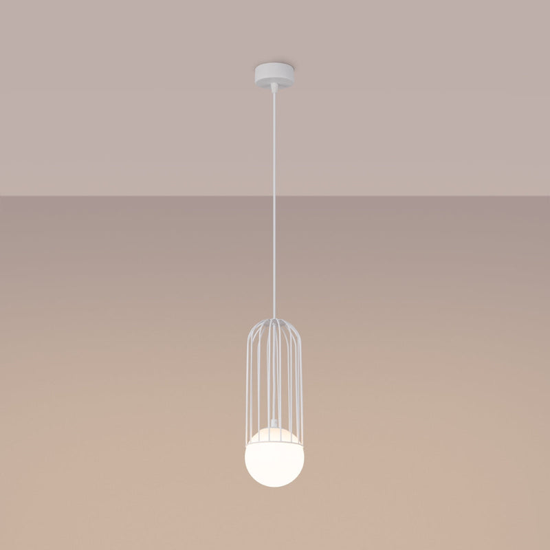Lampe suspendue Sphère en Cage 1 blanc