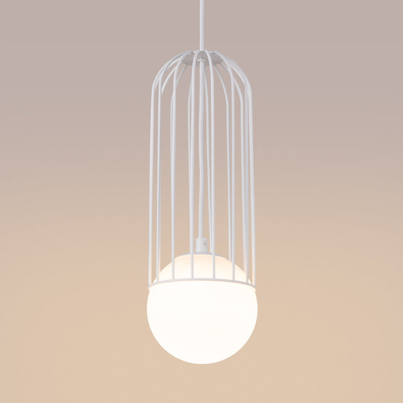 Lampe suspendue Sphère en Cage 1 blanc
