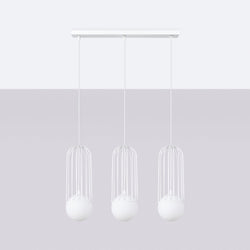 Lampe suspendue Sphère en Cage 3L blanc