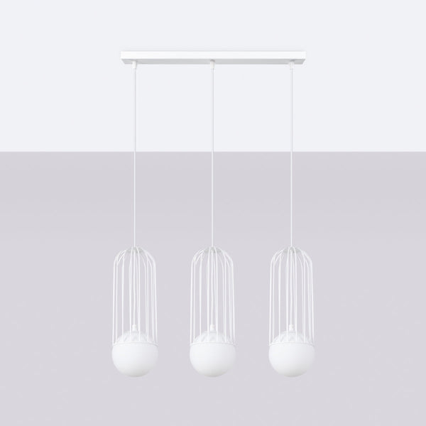 Lampe suspendue Sphère en Cage 3L blanc
