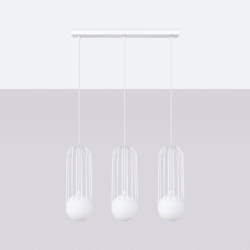 Lampe suspendue Sphère en Cage 3L blanc