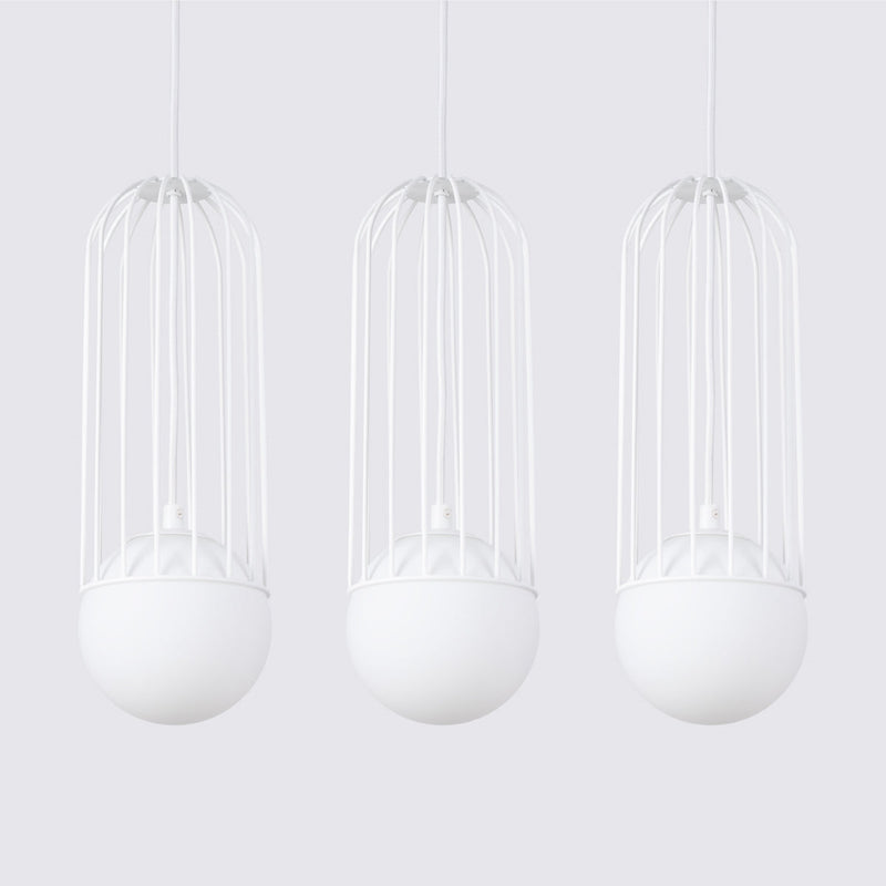 Lampe suspendue Sphère en Cage 3L blanc
