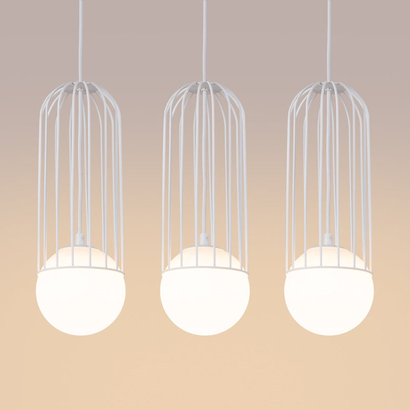 Lampe suspendue Sphère en Cage 3L blanc