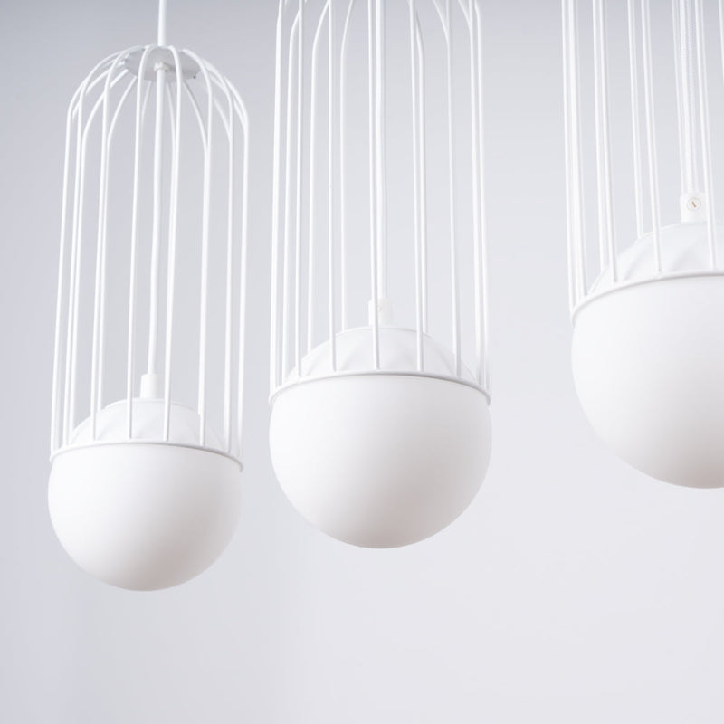 Lampe suspendue Sphère en Cage 3L blanc
