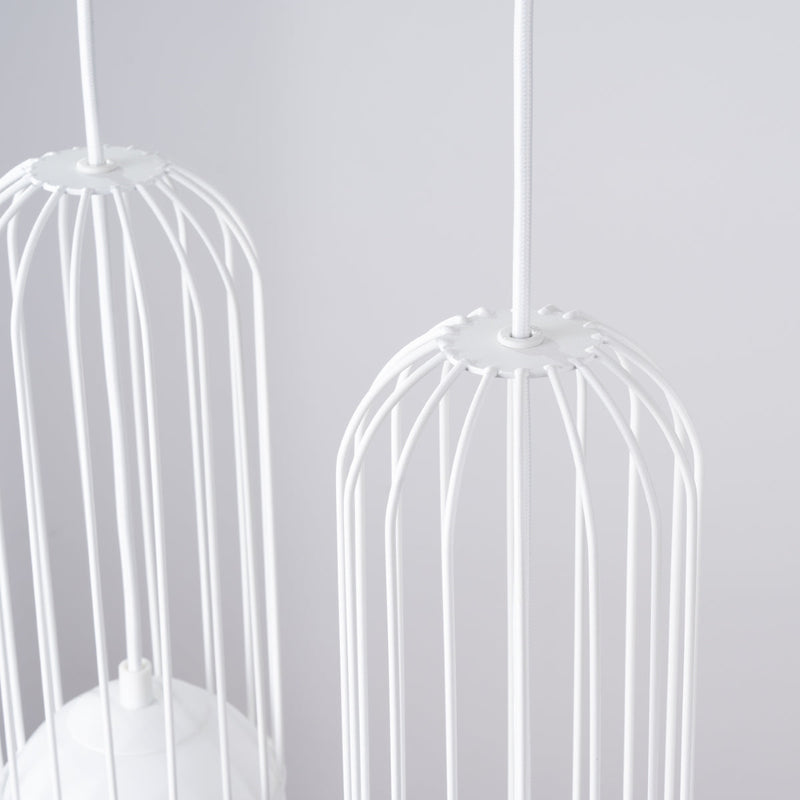 Lampe suspendue Sphère en Cage 3L blanc