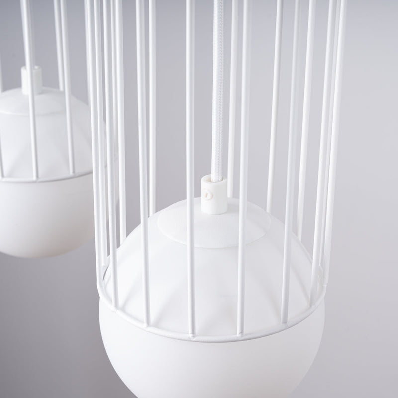 Lampe suspendue Sphère en Cage 3L blanc