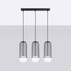 Lampe suspendue Sphère en Cage 3L noir
