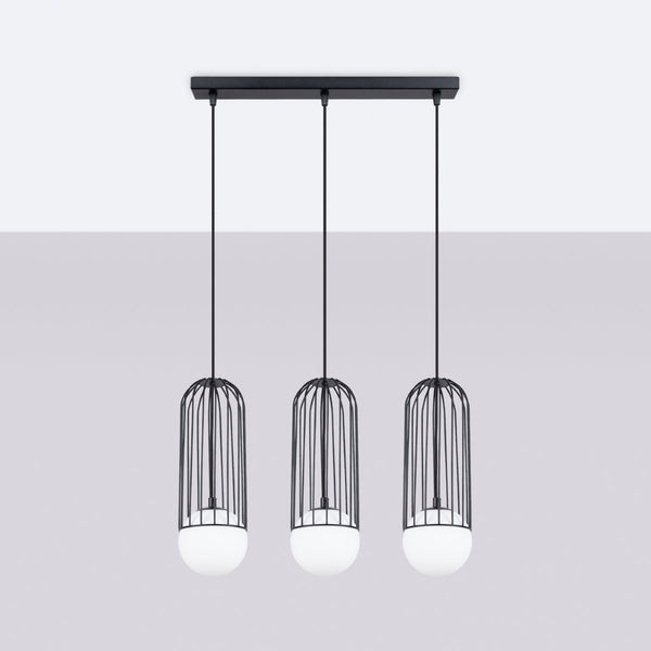 Lampe suspendue Sphère en Cage 3L noir