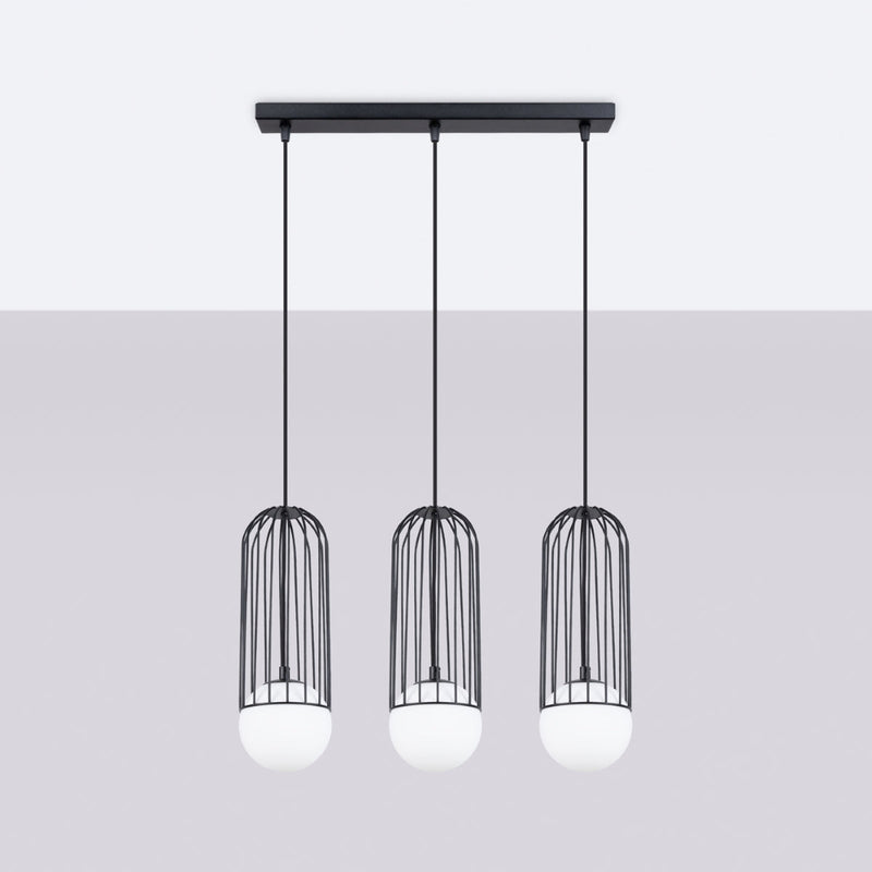 Lampe suspendue Sphère en Cage 3L noir
