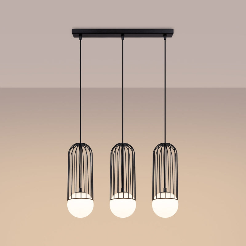 Lampe suspendue Sphère en Cage 3L noir