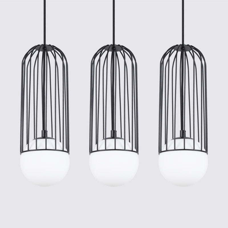 Lampe suspendue Sphère en Cage 3L noir