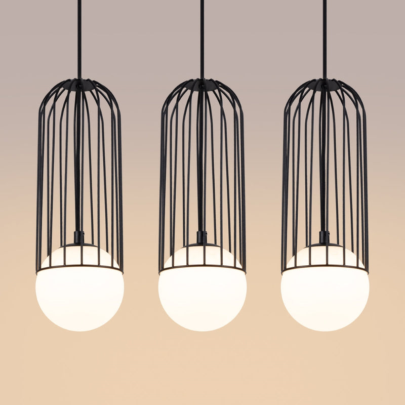 Lampe suspendue Sphère en Cage 3L noir