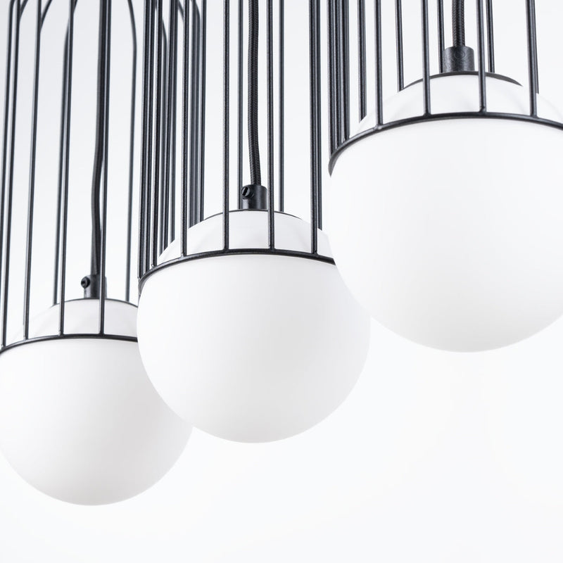 Lampe suspendue Sphère en Cage 3L noir