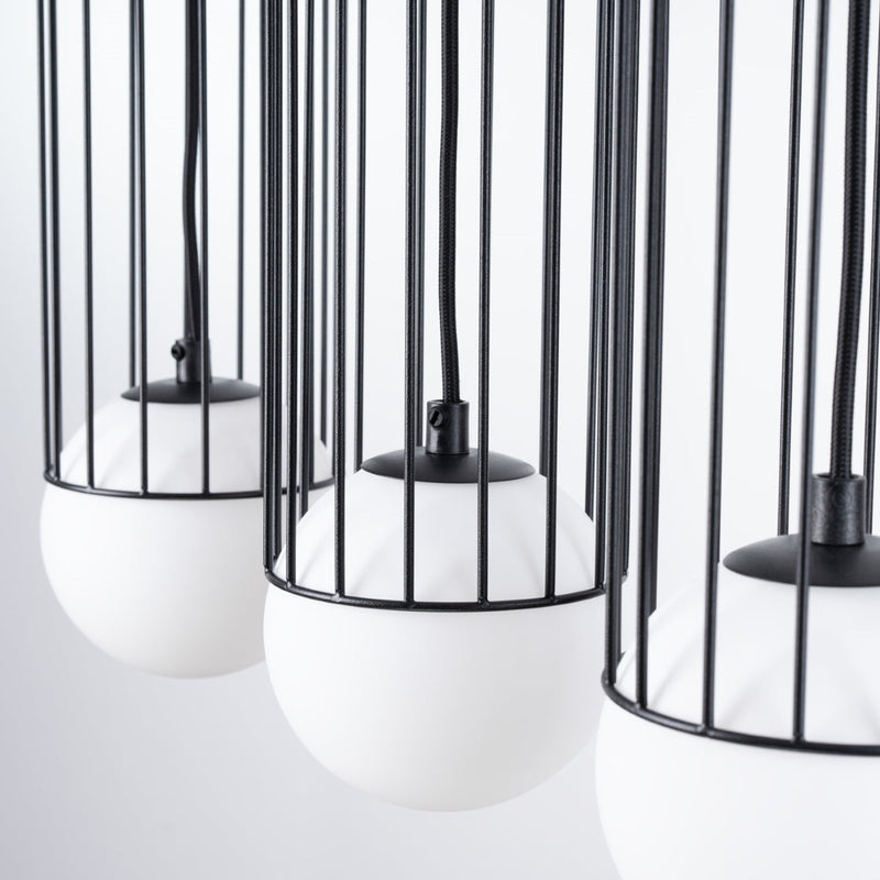 Lampe suspendue Sphère en Cage 3L noir