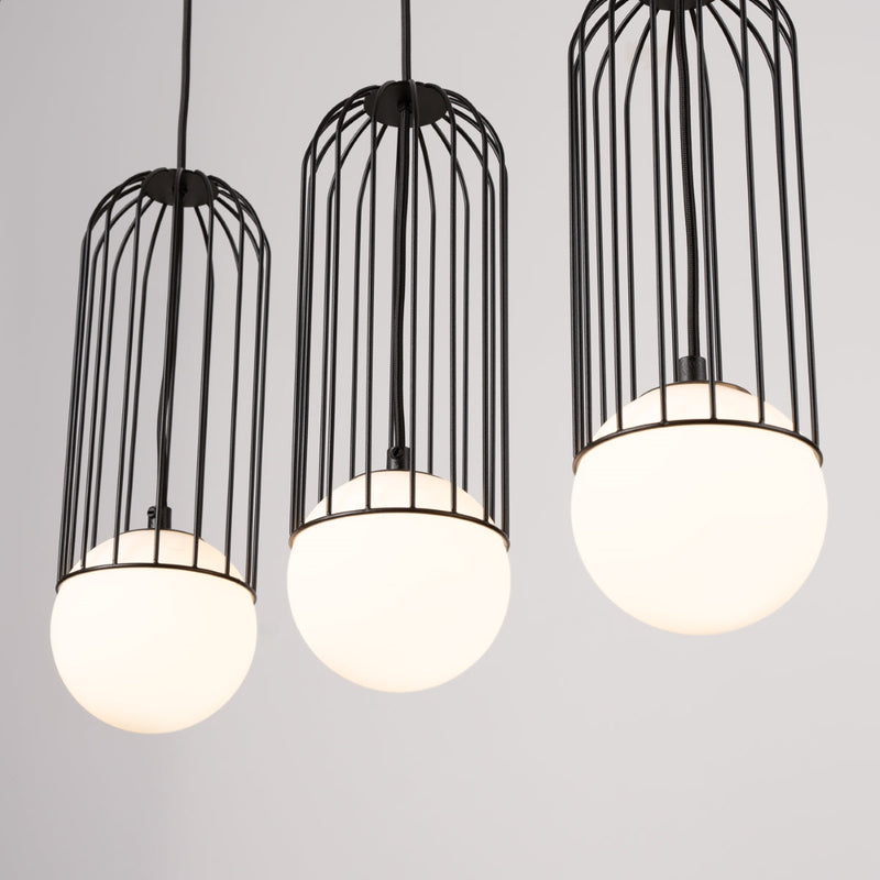 Lampe suspendue Sphère en Cage 3L noir