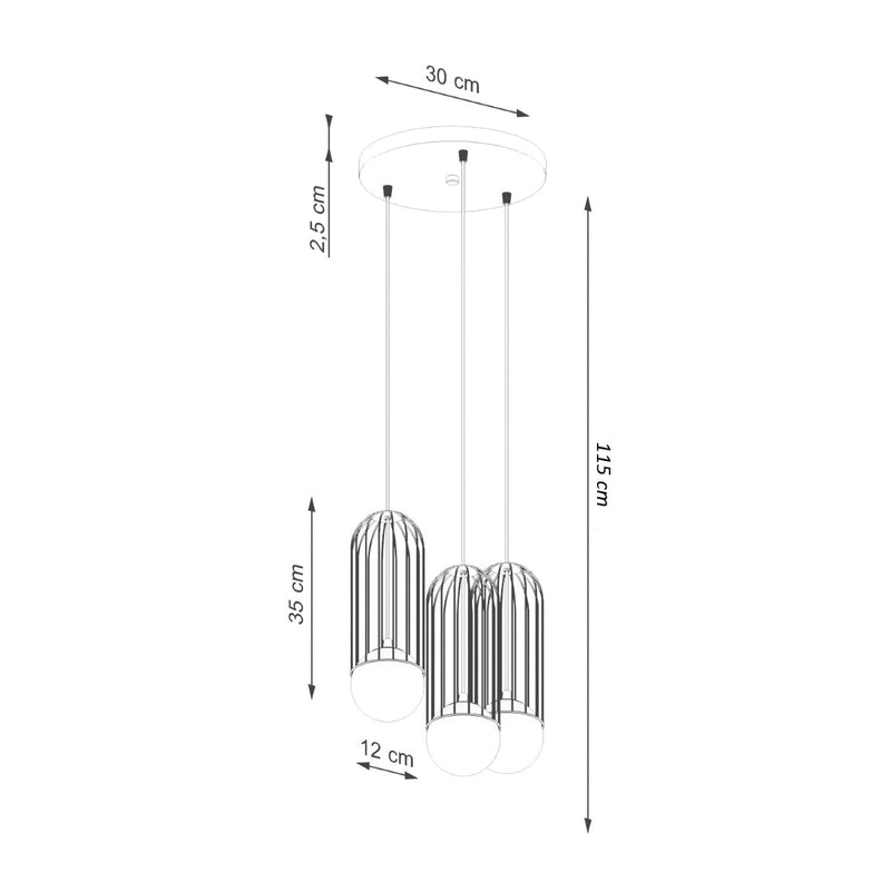 Lampe suspendue Sphère en Cage 3P blanc