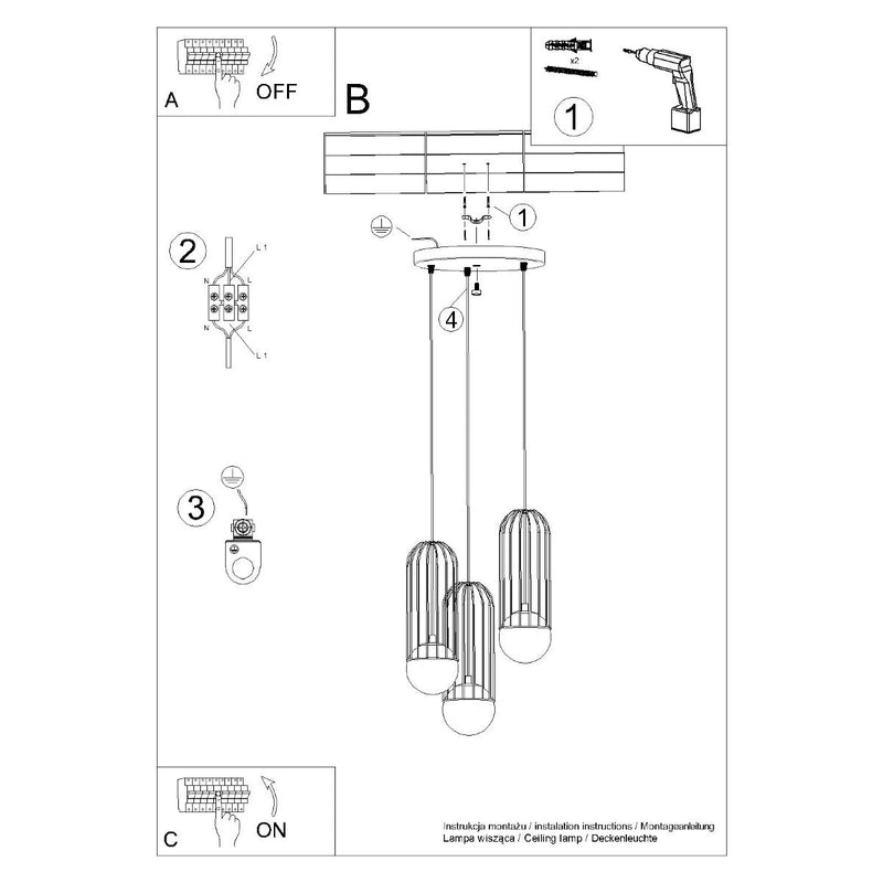 Lampe suspendue Sphère en Cage 3P blanc