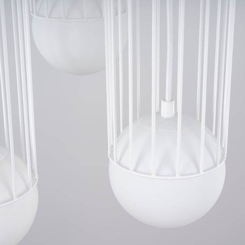 Lampe suspendue Sphère en Cage 3P blanc