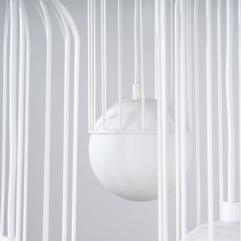 Lampe suspendue Sphère en Cage 3P blanc
