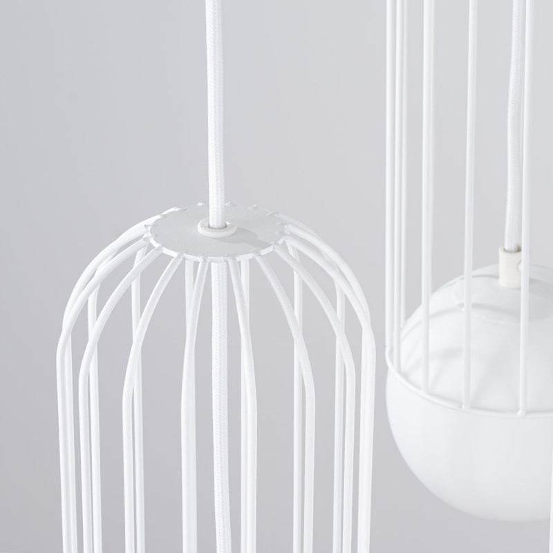 Lampe suspendue Sphère en Cage 3P blanc