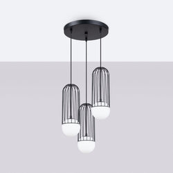 Lampe suspendue Sphère en Cage 3P noir