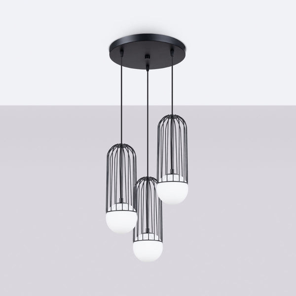 Lampe suspendue Sphère en Cage 3P noir
