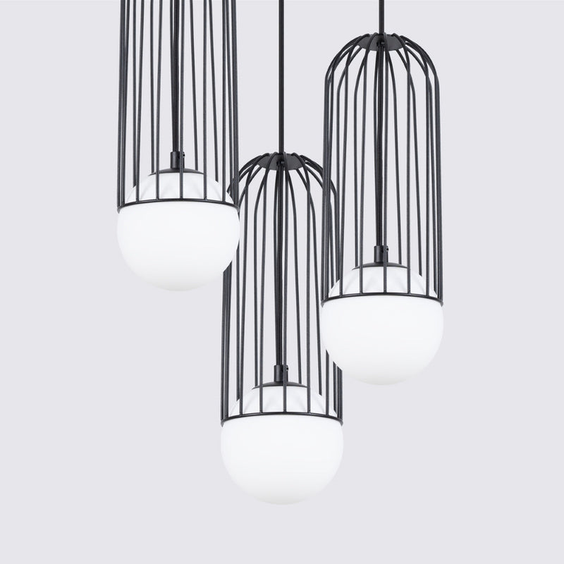 Lampe suspendue Sphère en Cage 3P noir