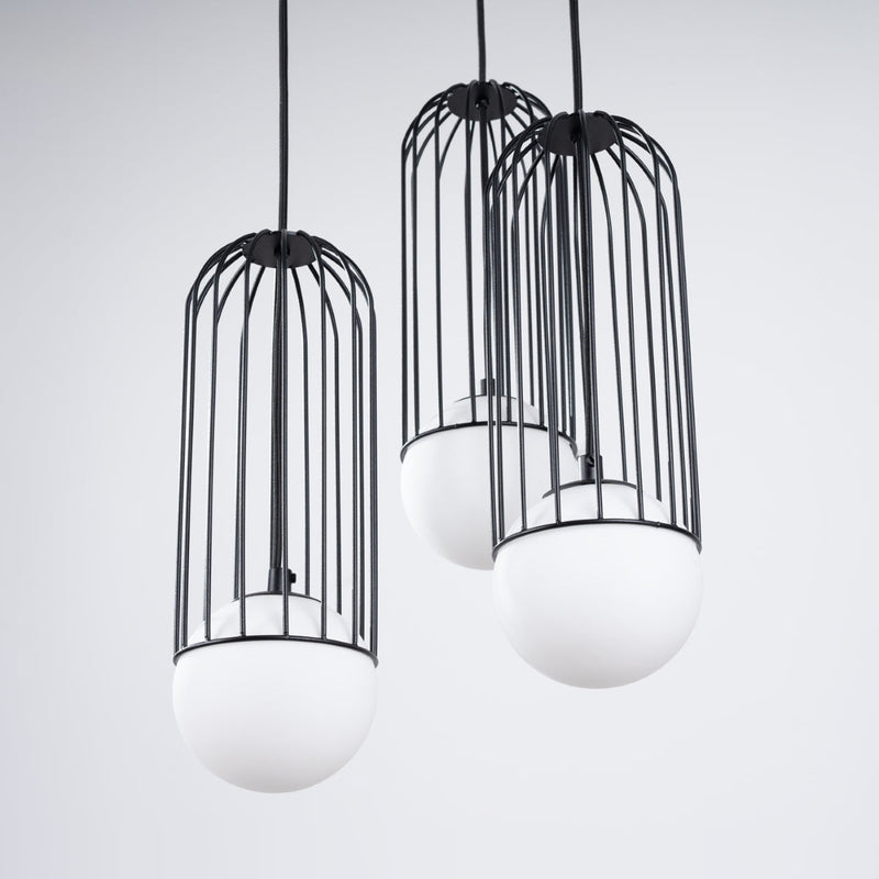Lampe suspendue Sphère en Cage 3P noir