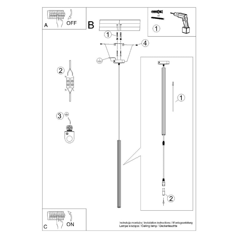 Suspension Design Cannelé 1 noir