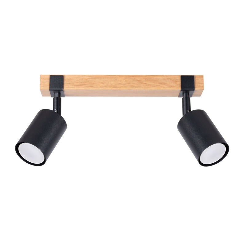 Plafonnier Socle Bois Réglable 2 noir
