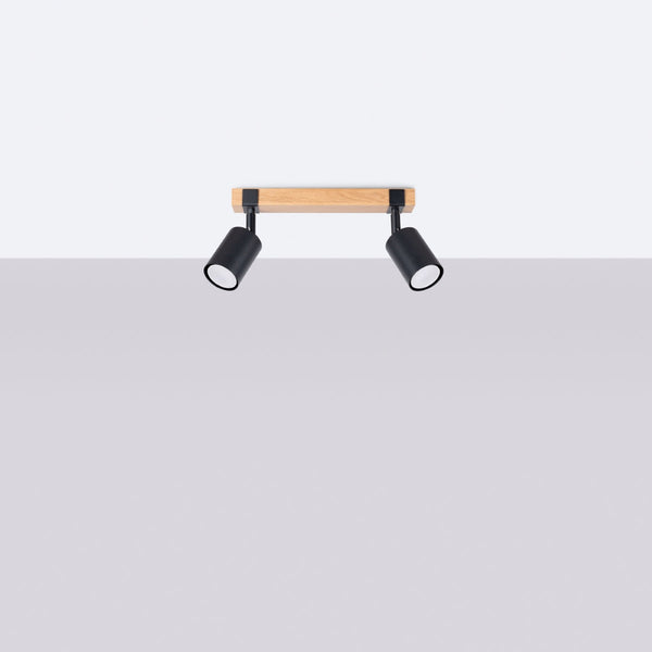 Plafonnier Socle Bois Réglable 2 noir