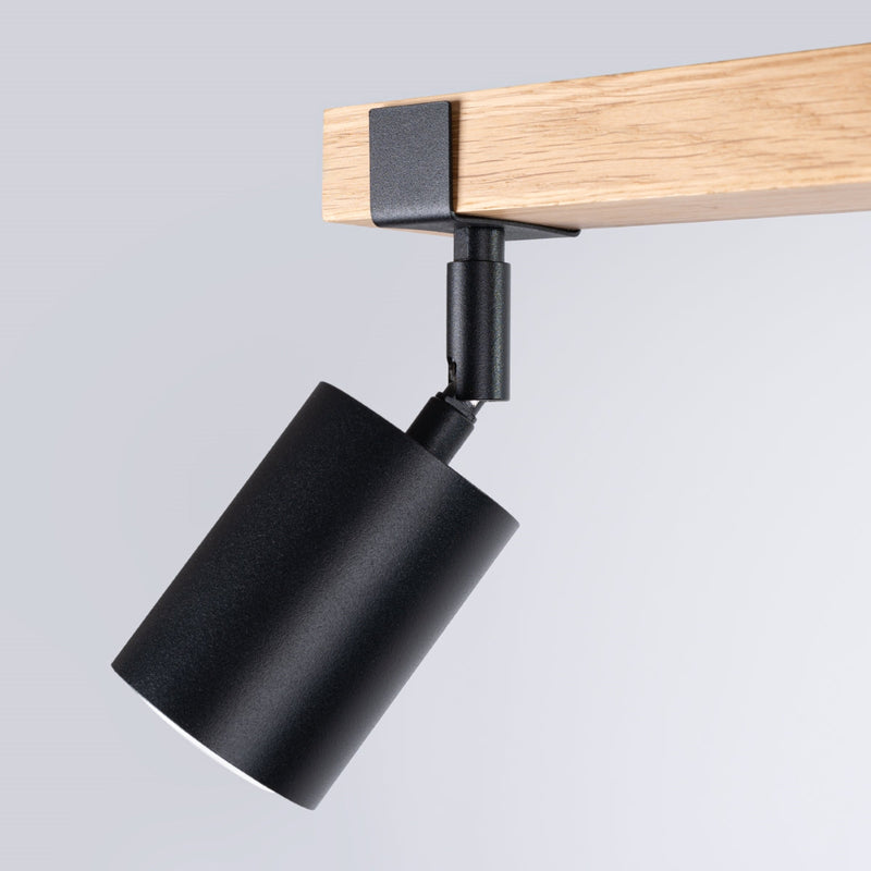 Plafonnier Socle Bois Réglable 2 noir