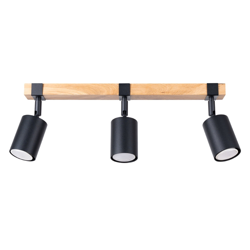 Plafonnier Socle Bois Réglable 3 noir