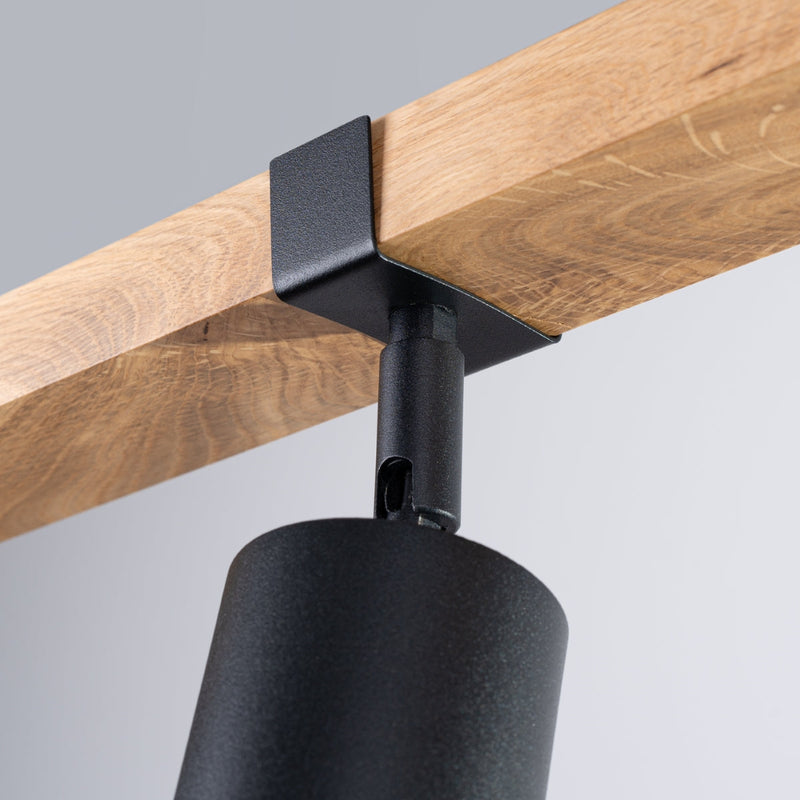 Plafonnier Socle Bois Réglable 3 noir