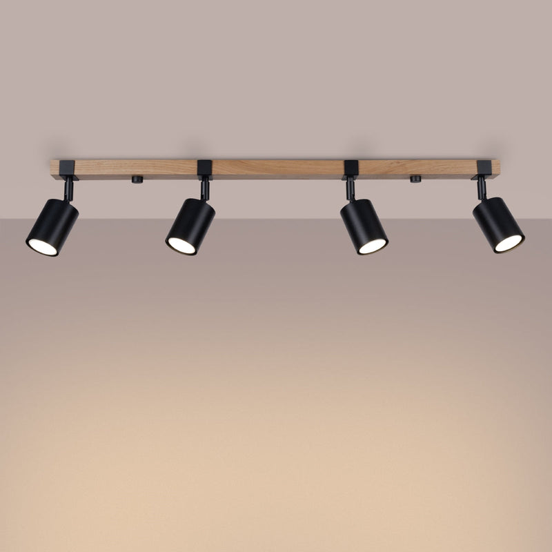 Plafonnier Socle Bois Réglable 4L noir