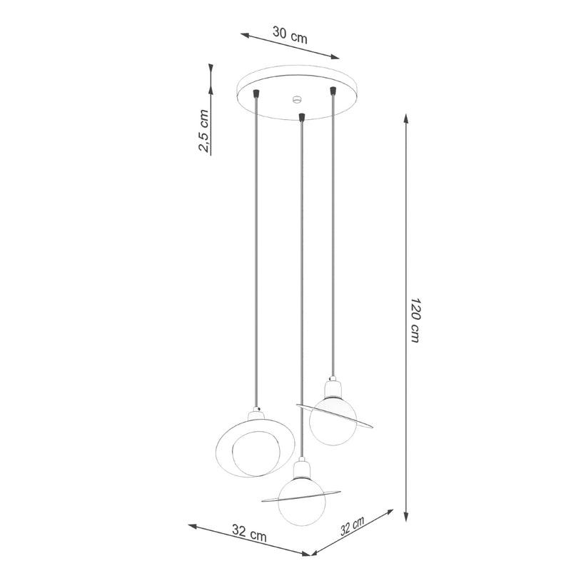 Lampe suspendue Saturne 3P noir