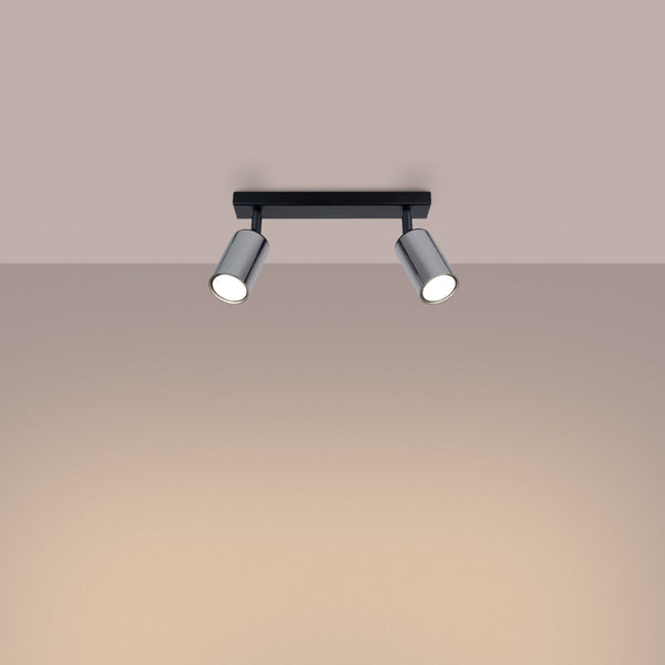 Plafonnier Acier Luxe 2 noir/chrome
