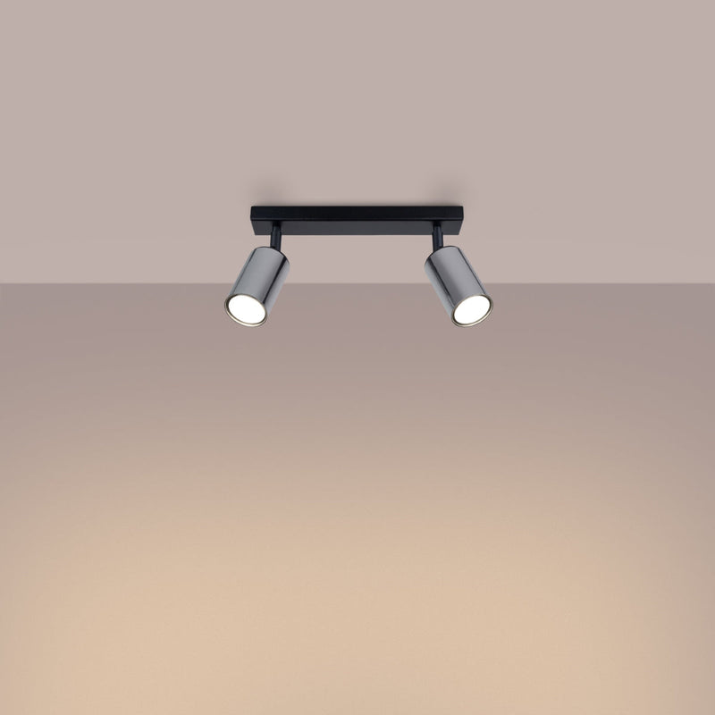 Plafonnier Acier Luxe 2 noir/chrome
