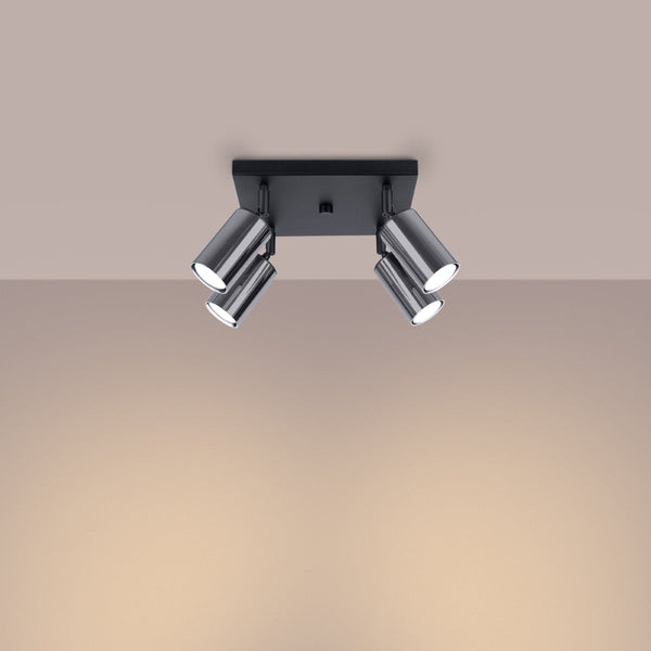 Plafonnier Acier Luxe 4 noir/chrome