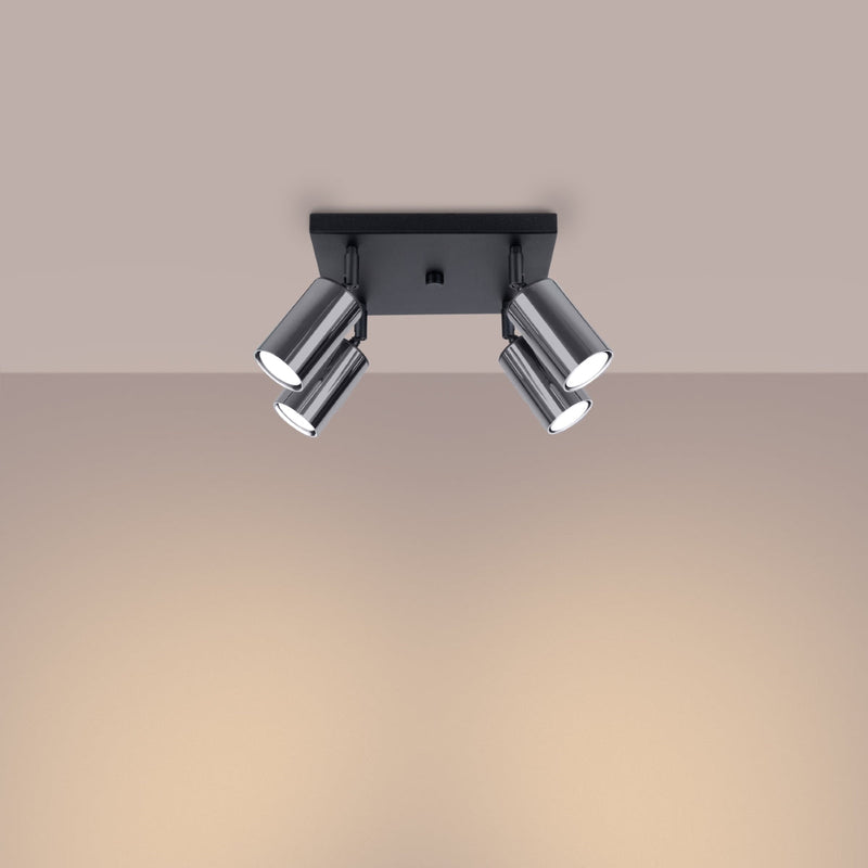 Plafonnier Acier Luxe 4 noir/chrome