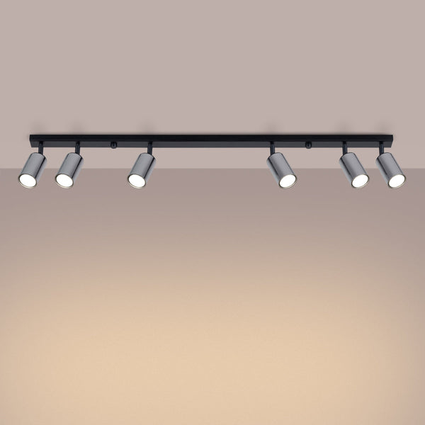 Plafonnier Acier Luxe 6L noir/chrome