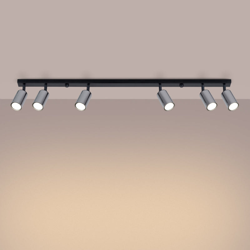 Plafonnier Acier Luxe 6L noir/chrome