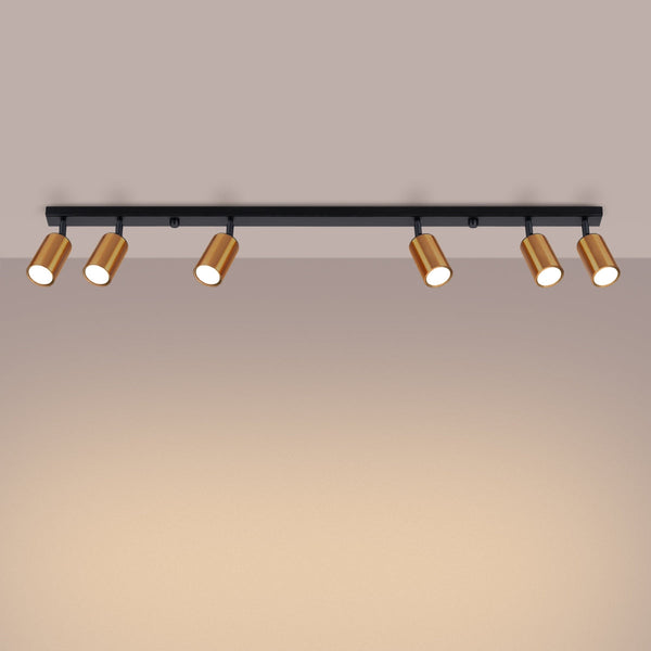 Plafonnier Acier Luxe 6L noir/cuivre