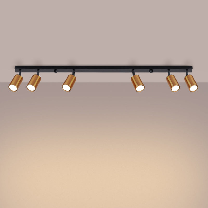 Plafonnier Acier Luxe 6L noir/cuivre