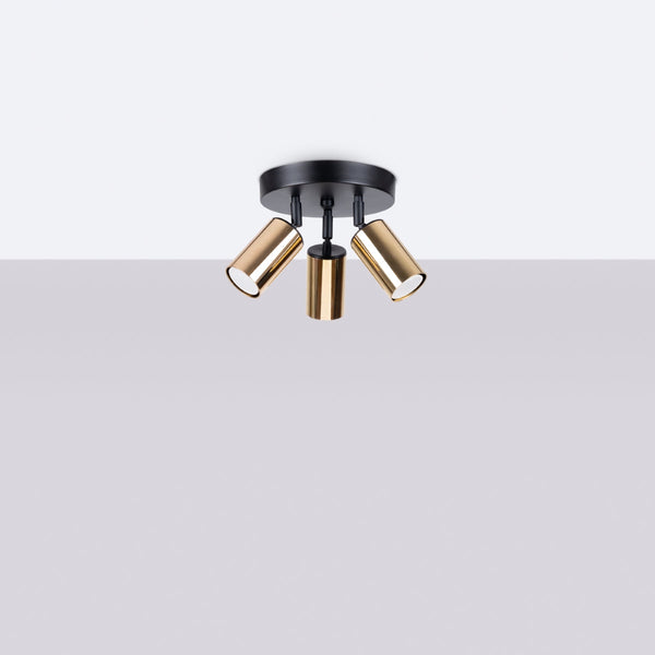 Plafonnier Acier Luxe 3P noir/doré