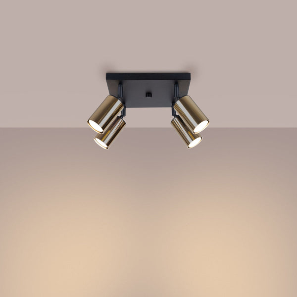 Plafonnier Acier Luxe 4 noir/doré